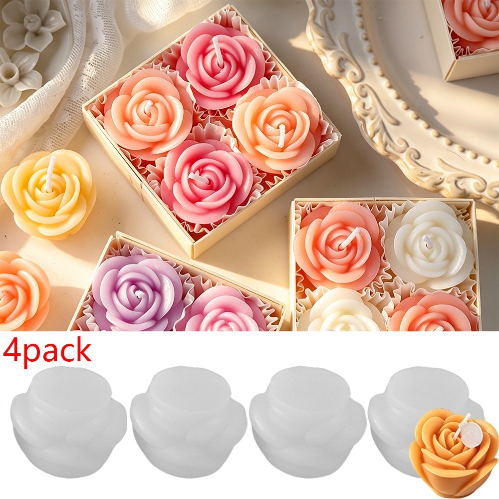 4pcs/set Rose Candle Silicone  - Candle Making Date 评论和价格
